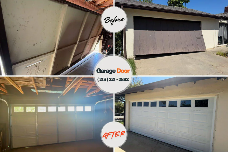 Before and after: garage door repair St. Leo, FL